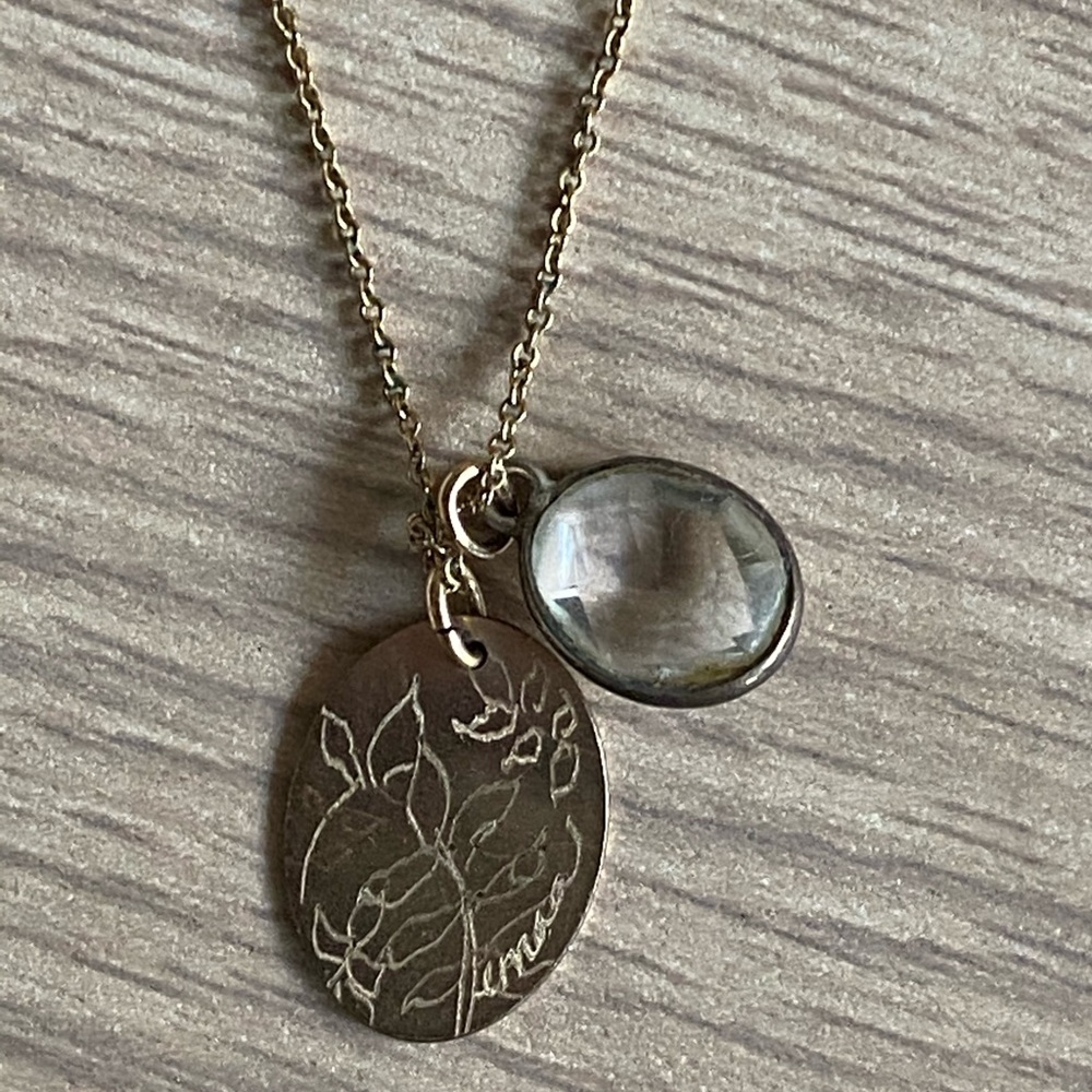 Genuine Gold and Crystal Floral Pendant Necklace